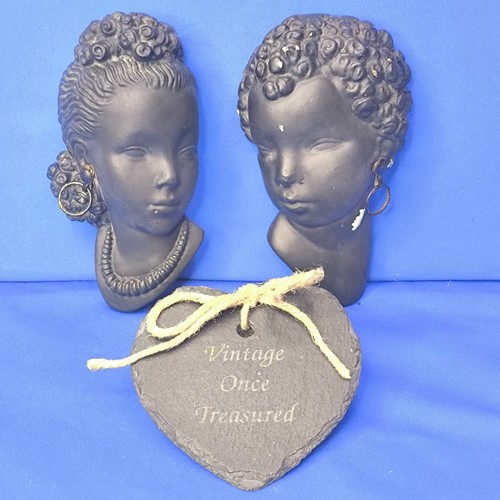Vintage chalkware lady wall - chalkware,