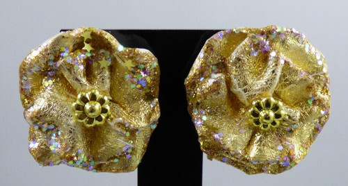 Flower earrings gold star - flower,